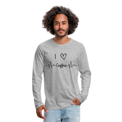 Männer Premium Langarmshirt - I Love Coffee - Grau meliert