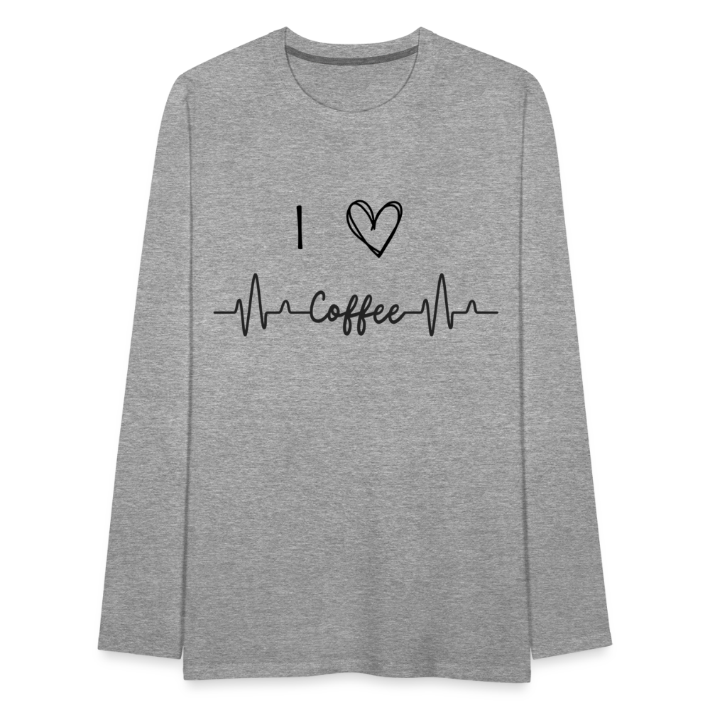 Männer Premium Langarmshirt - I Love Coffee - Grau meliert