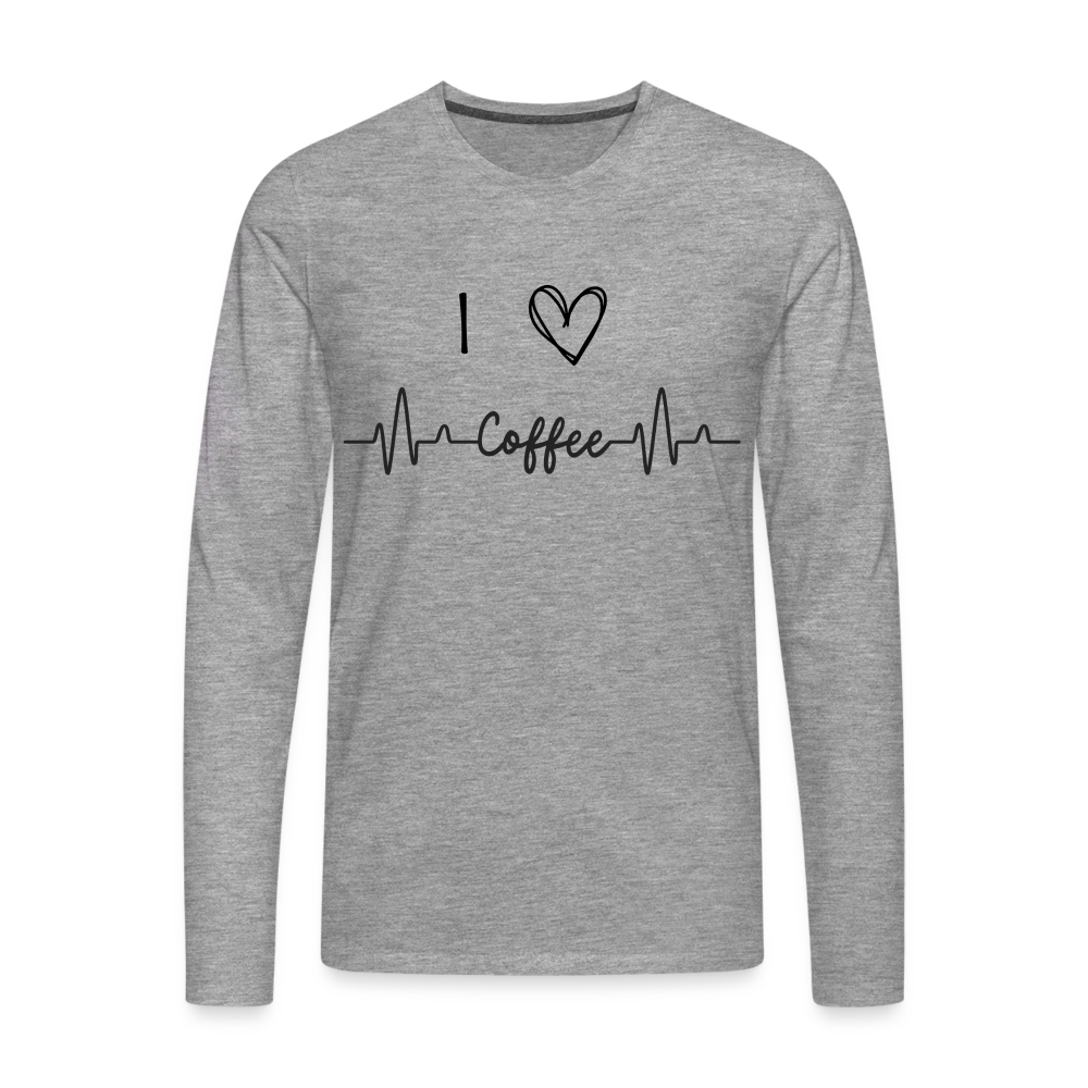 Männer Premium Langarmshirt - I Love Coffee - Grau meliert