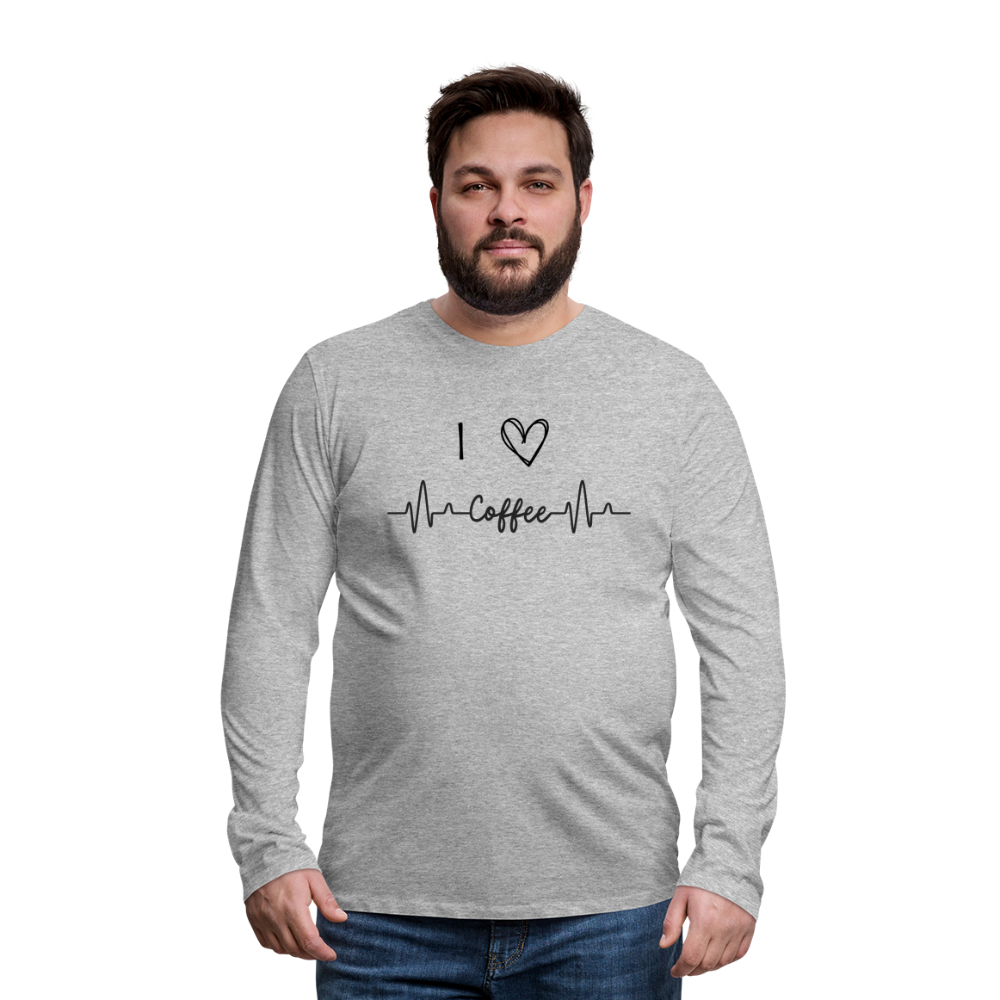 Männer Premium Langarmshirt - I Love Coffee - Grau meliert