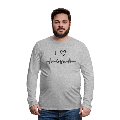 Männer Premium Langarmshirt - I Love Coffee - Grau meliert