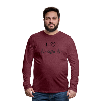 Männer Premium Langarmshirt - I Love Coffee - Bordeauxrot meliert