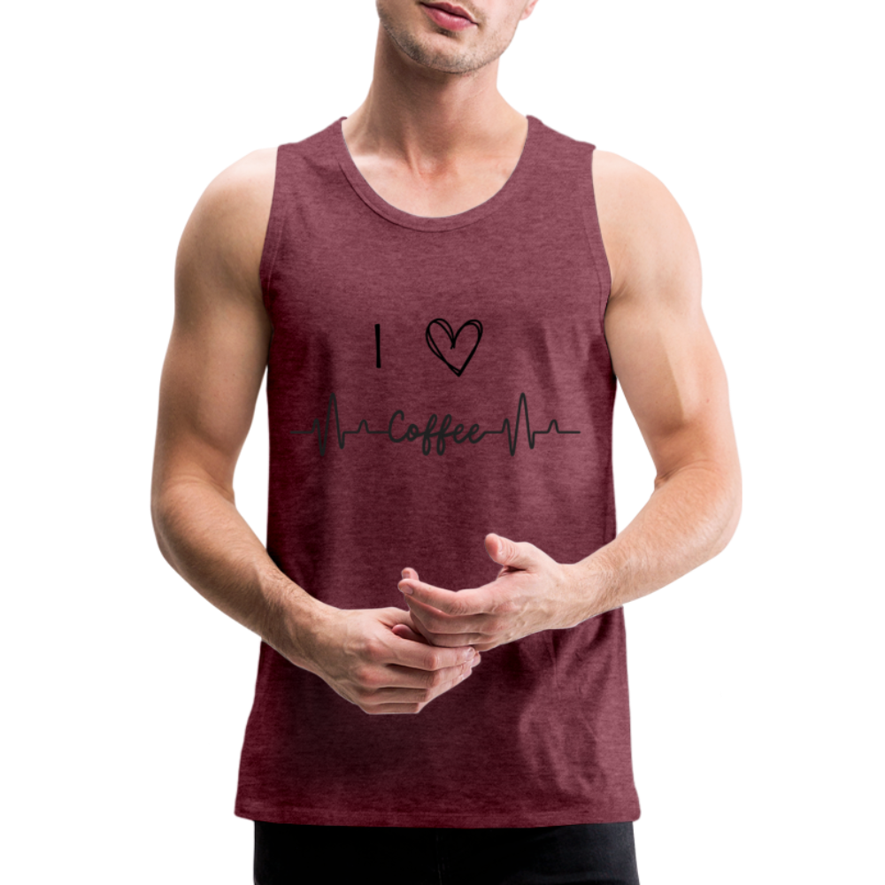 Männer Premium Tank Top - I Love Coffee - Bordeauxrot meliert