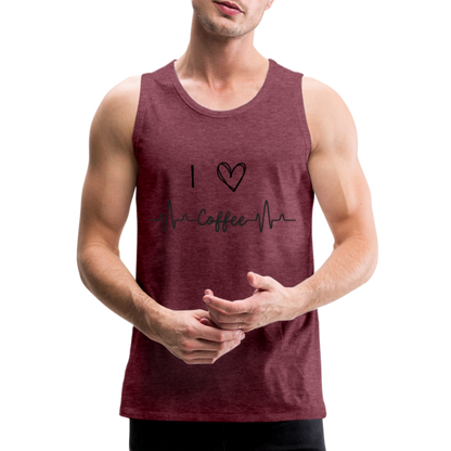 Männer Premium Tank Top - I Love Coffee - Bordeauxrot meliert