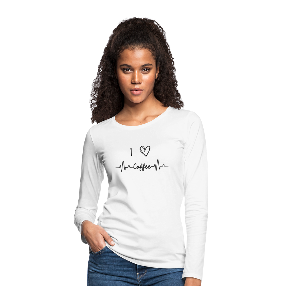 Frauen Premium Langarmshirt - I Love Coffee - weiß