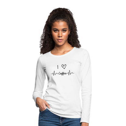 Frauen Premium Langarmshirt - I Love Coffee - weiß