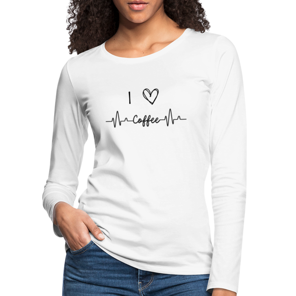 Frauen Premium Langarmshirt - I Love Coffee - weiß