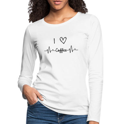 Frauen Premium Langarmshirt - I Love Coffee - weiß