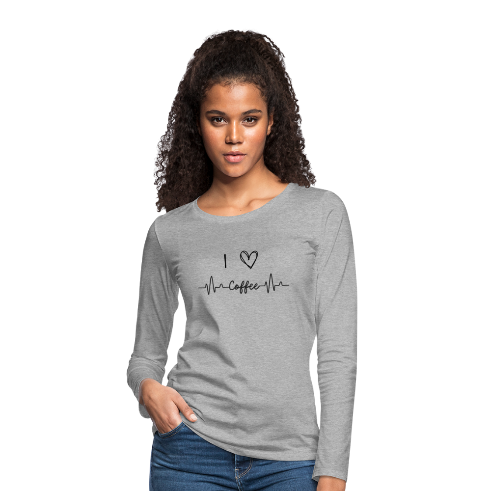 Frauen Premium Langarmshirt - I Love Coffee - Grau meliert