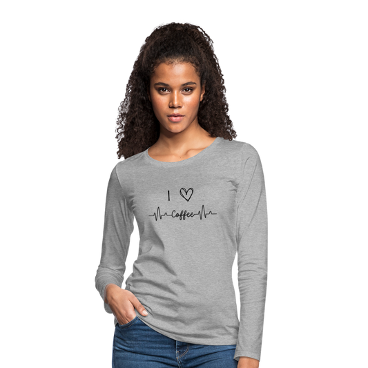 Frauen Premium Langarmshirt - I Love Coffee - Grau meliert