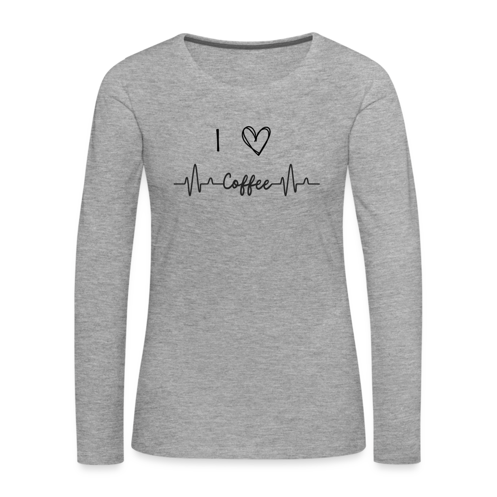 Frauen Premium Langarmshirt - I Love Coffee - Grau meliert