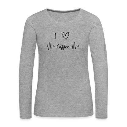 Frauen Premium Langarmshirt - I Love Coffee - Grau meliert