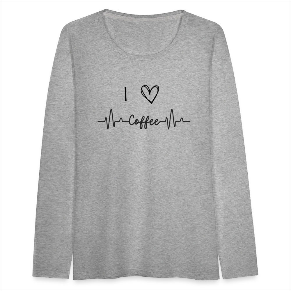 Frauen Premium Langarmshirt - I Love Coffee - Grau meliert