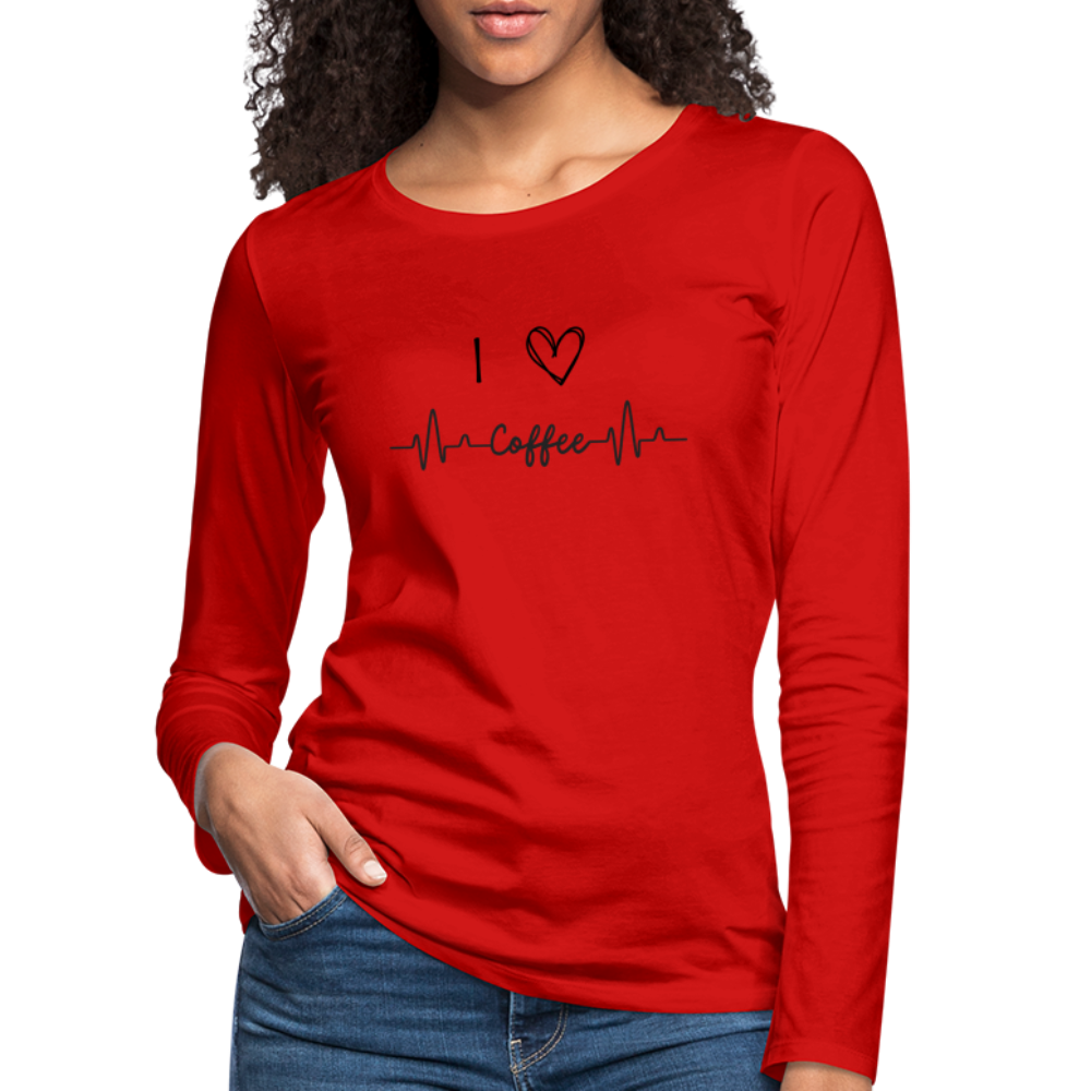 Frauen Premium Langarmshirt - I Love Coffee - Rot