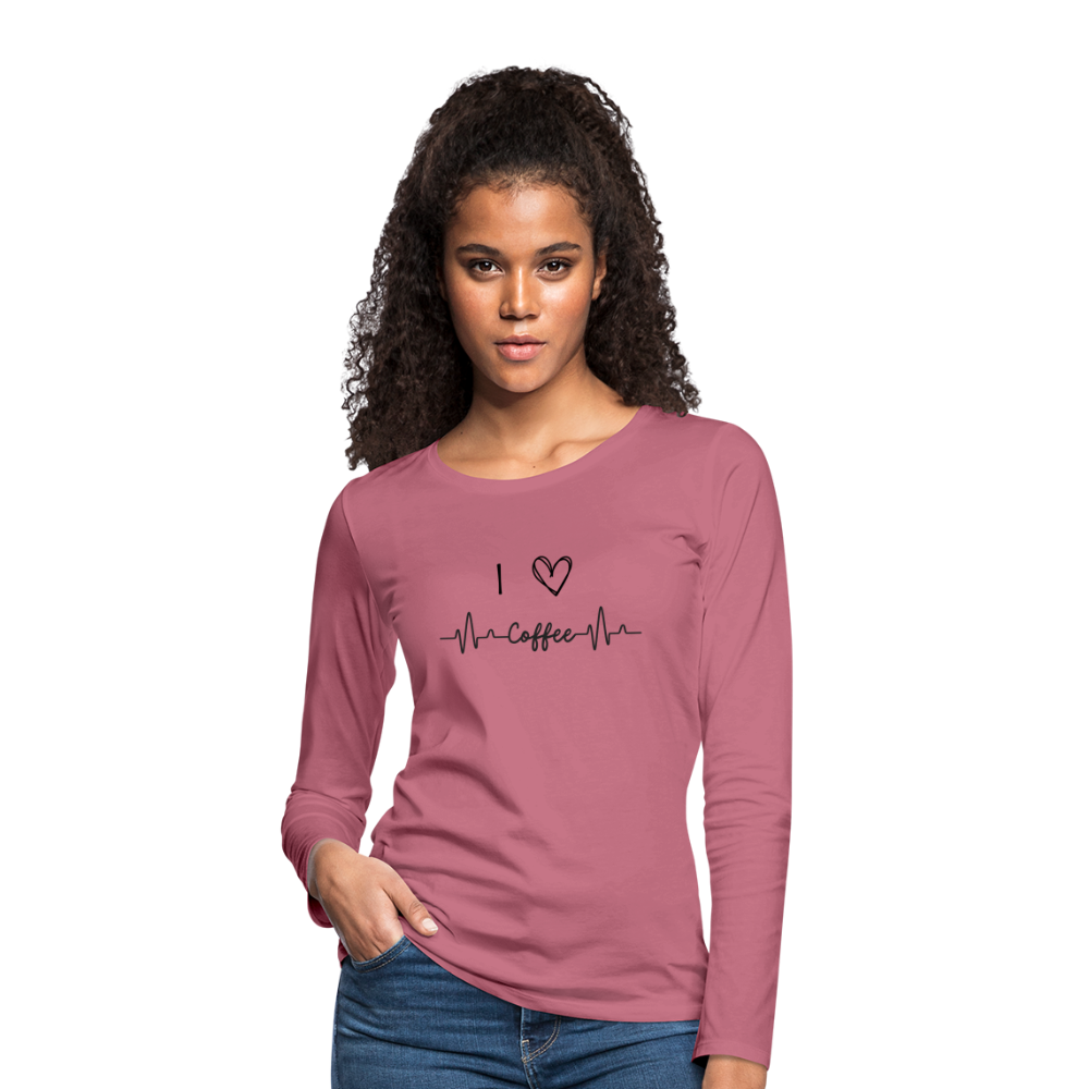 Frauen Premium Langarmshirt - I Love Coffee - Malve