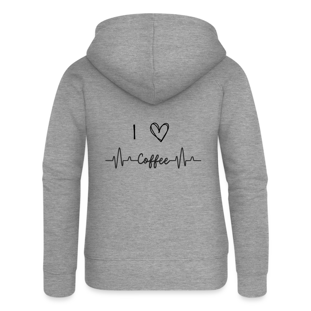 Frauen Premium Kapuzenjacke - I love Coffee - Grau meliert