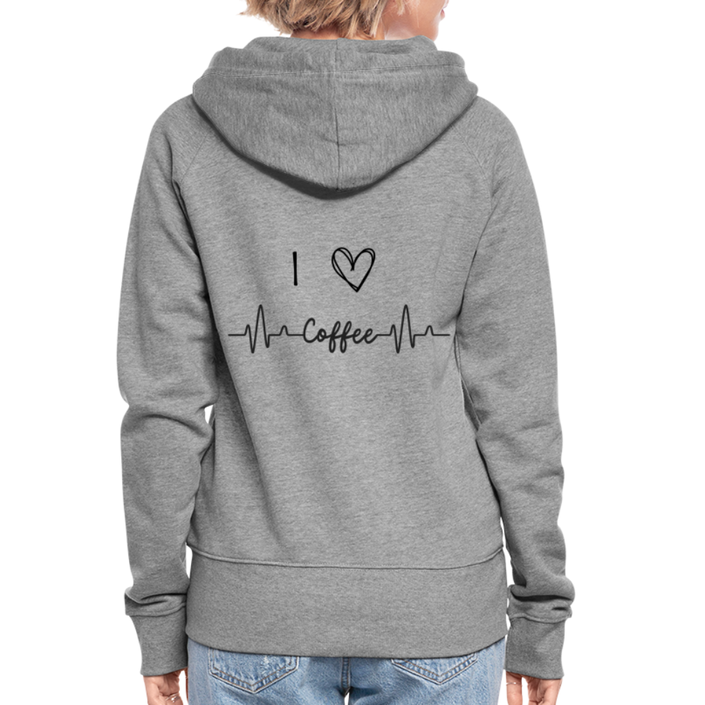 Frauen Premium Kapuzenjacke - I love Coffee - Grau meliert