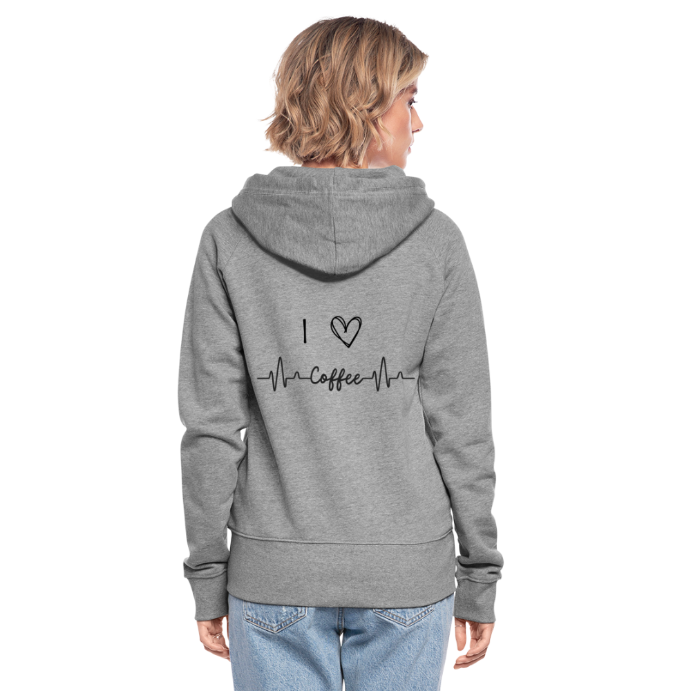 Frauen Premium Kapuzenjacke - I love Coffee - Grau meliert