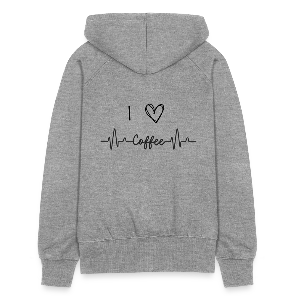 Frauen Premium Kapuzenjacke - I love Coffee - Grau meliert