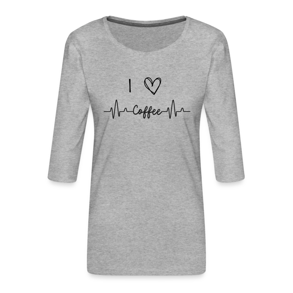 Frauen Premium 3/4-Arm Shirt - I love Coffee - Grau meliert