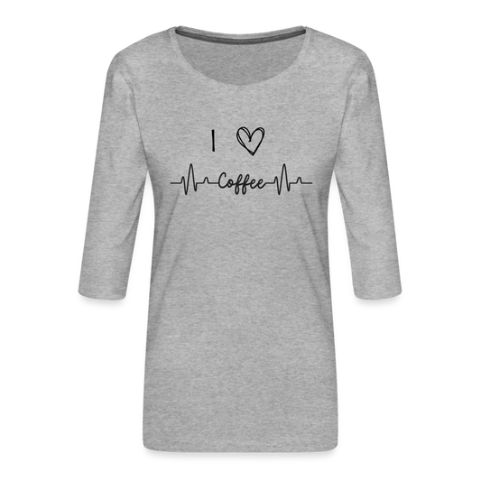 Frauen Premium 3/4-Arm Shirt - I love Coffee - Grau meliert