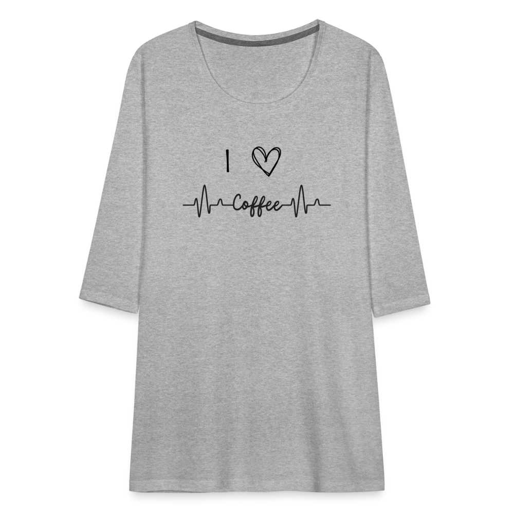 Frauen Premium 3/4-Arm Shirt - I love Coffee - Grau meliert