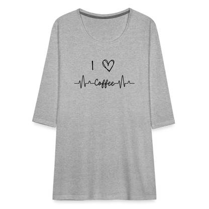 Frauen Premium 3/4-Arm Shirt - I love Coffee - Grau meliert