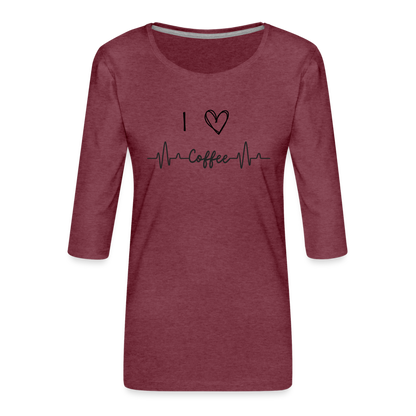 Frauen Premium 3/4-Arm Shirt - I love Coffee - Bordeauxrot meliert