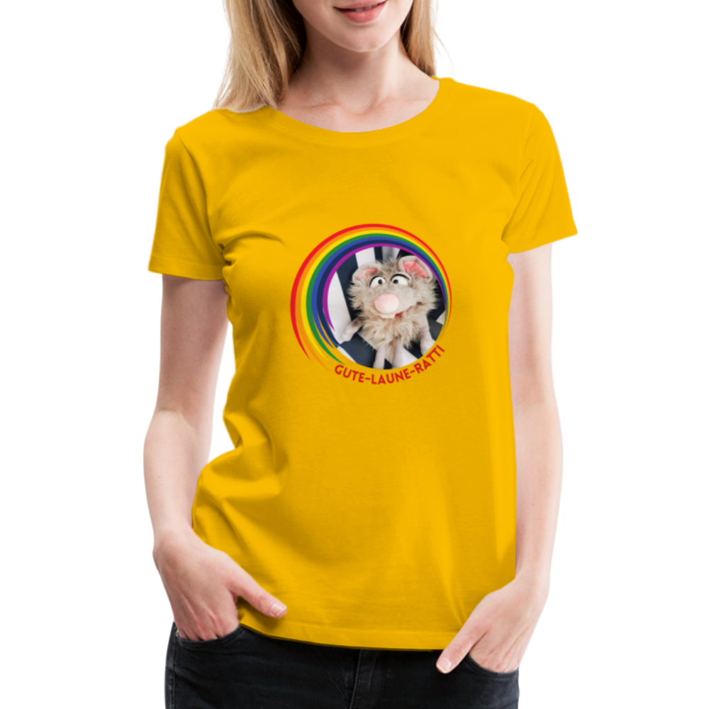 Frauen Premium T-Shirt - Gute Laune Ratti - Sonnengelb