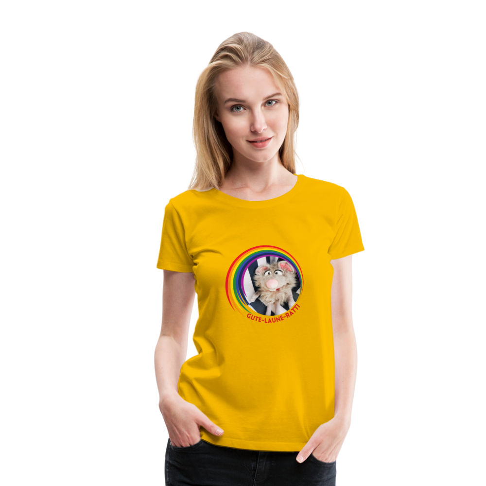 Frauen Premium T-Shirt - Gute Laune Ratti - Sonnengelb