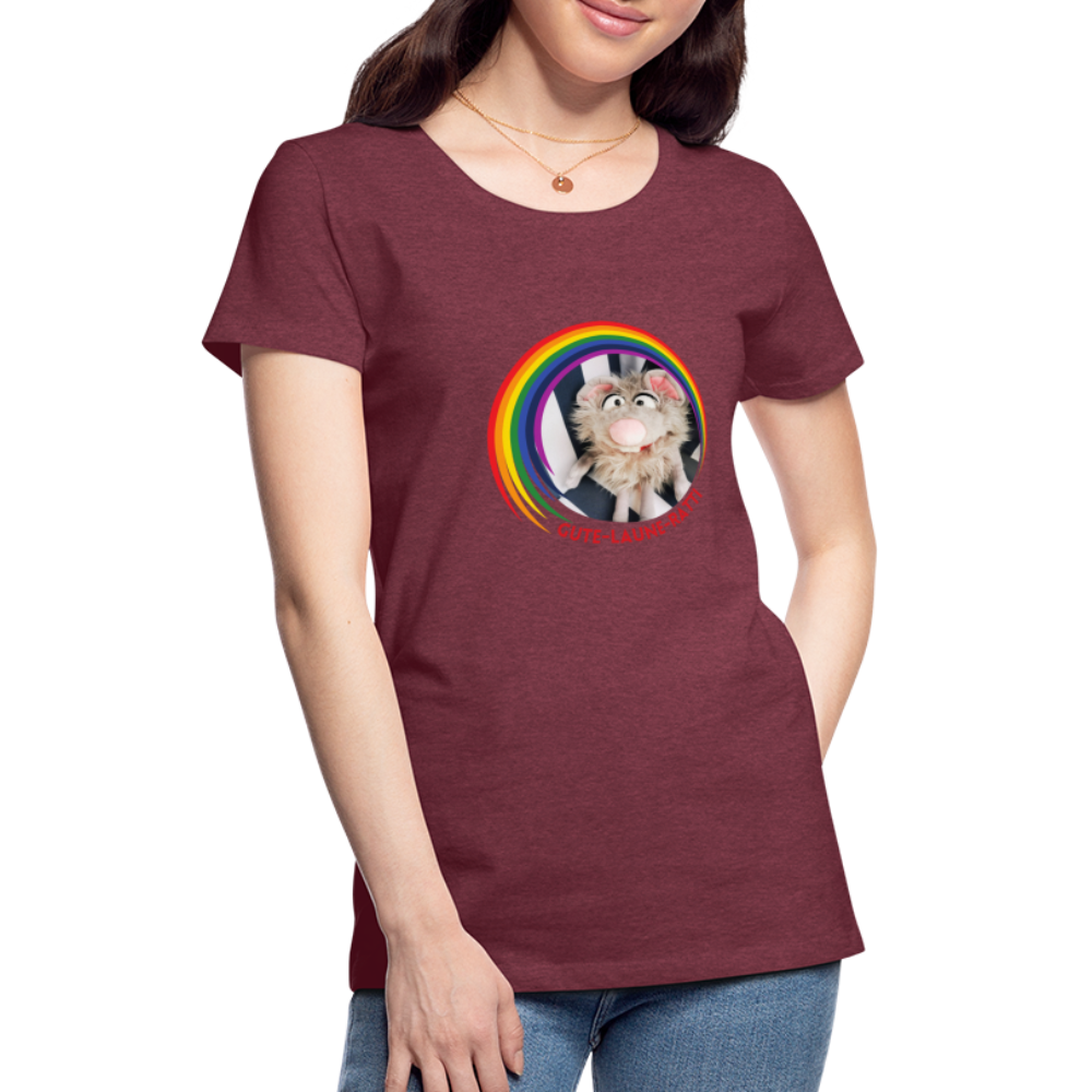 Frauen Premium T-Shirt - Gute Laune Ratti - Bordeauxrot meliert