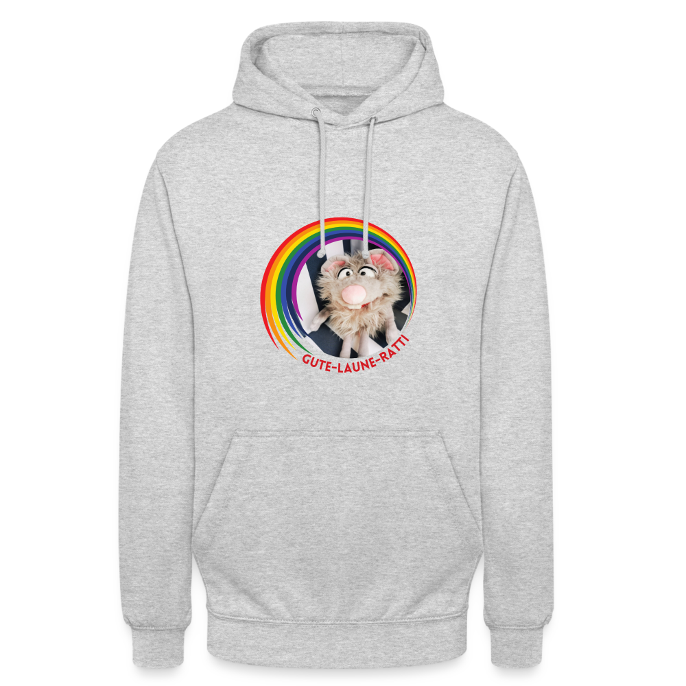 Unisex Hoodie - Gute Laune Ratti - Hellgrau meliert