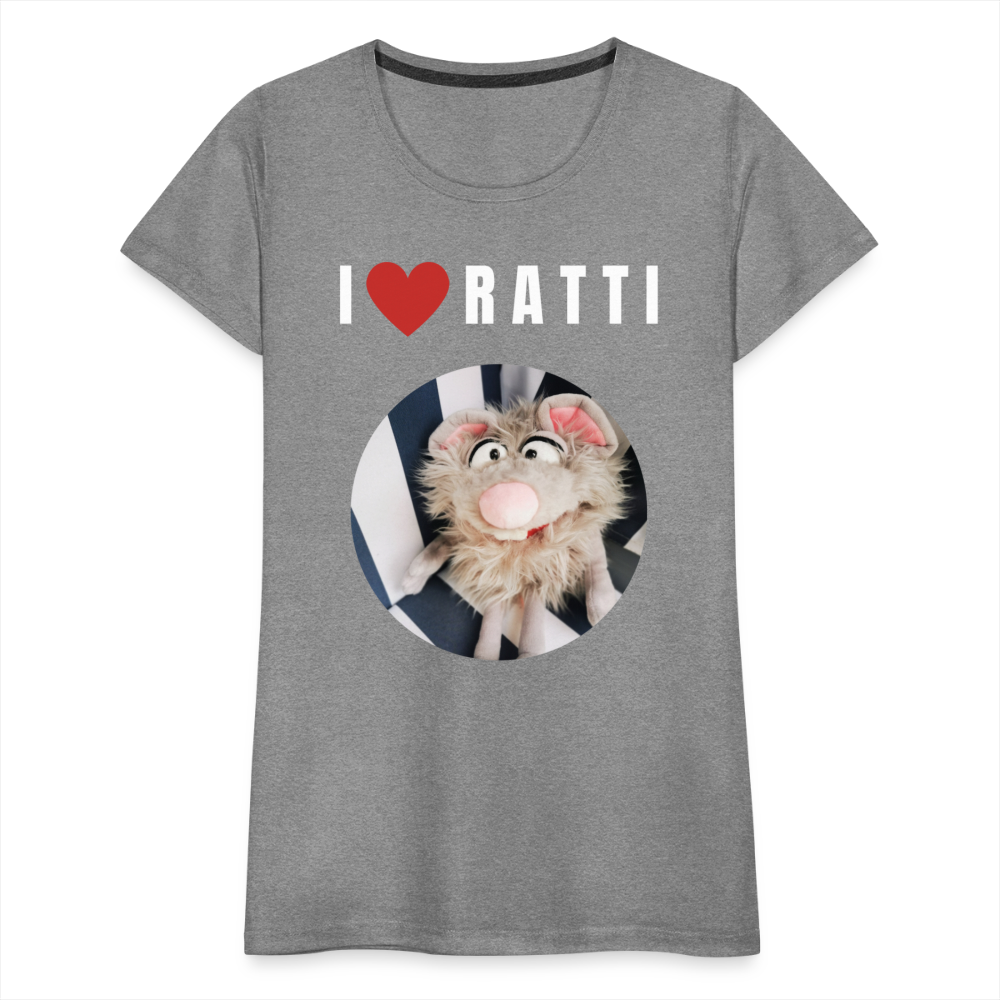 Frauen Premium T-Shirt - I love Ratti - Grau meliert