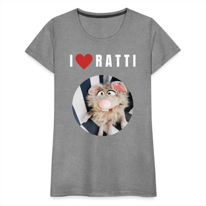 Frauen Premium T-Shirt - I love Ratti - Grau meliert