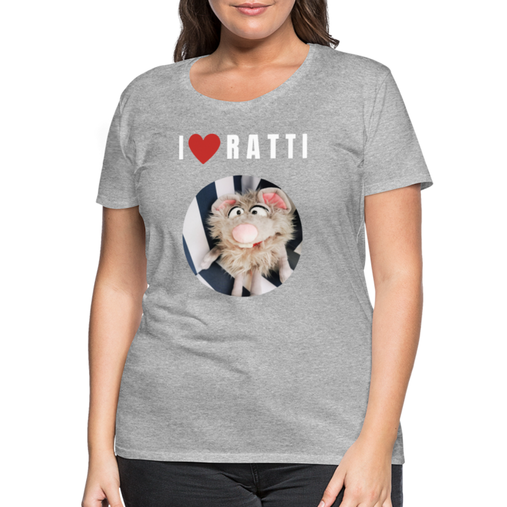 Frauen Premium T-Shirt - I love Ratti - Grau meliert