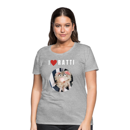 Frauen Premium T-Shirt - I love Ratti - Grau meliert