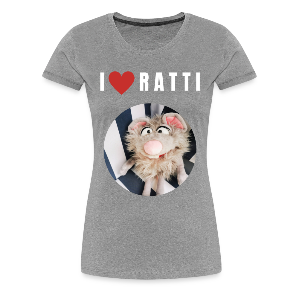 Frauen Premium T-Shirt - I love Ratti - Grau meliert