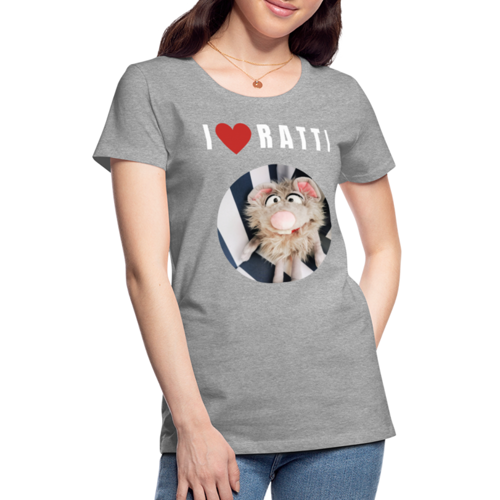 Frauen Premium T-Shirt - I love Ratti - Grau meliert