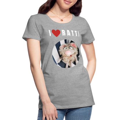 Frauen Premium T-Shirt - I love Ratti - Grau meliert