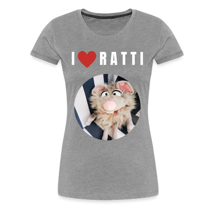 Frauen Premium T-Shirt - I love Ratti - Grau meliert