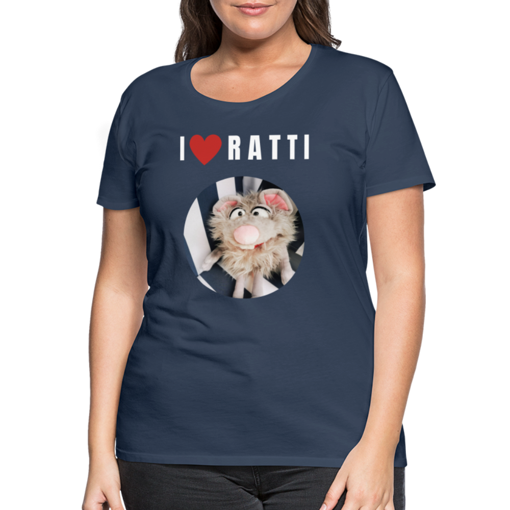 Frauen Premium T-Shirt - I love Ratti - Navy