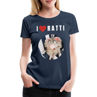 Frauen Premium T-Shirt - I love Ratti - Navy