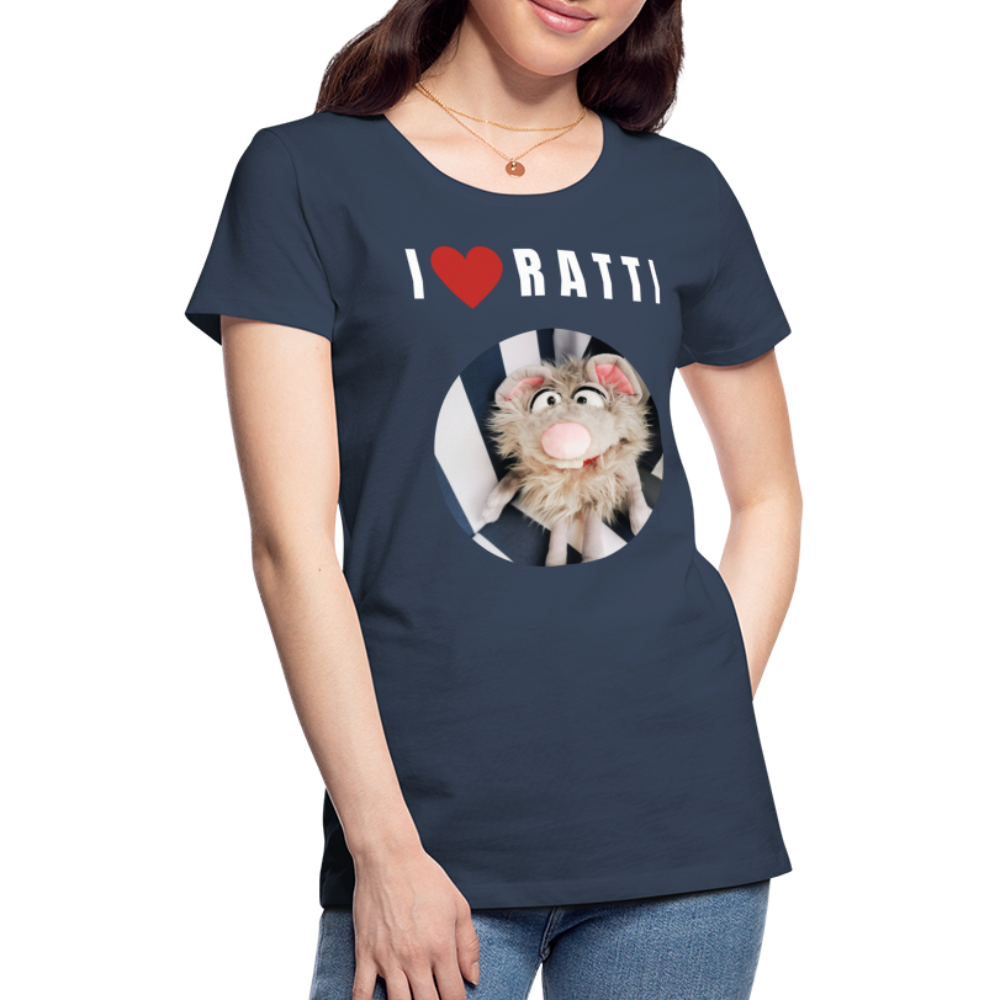 Frauen Premium T-Shirt - I love Ratti - Navy