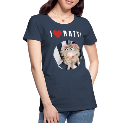 Frauen Premium T-Shirt - I love Ratti - Navy