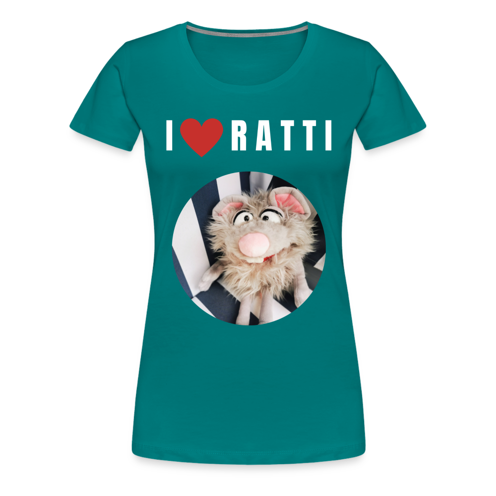 Frauen Premium T-Shirt - I love Ratti - Divablau