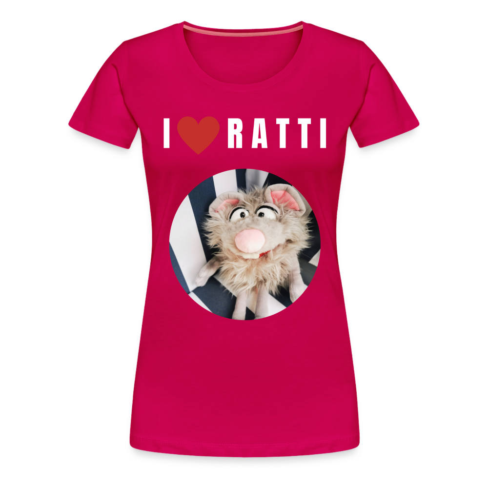 Frauen Premium T-Shirt - I love Ratti - dunkles Pink