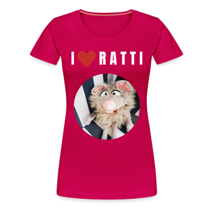 Frauen Premium T-Shirt - I love Ratti - dunkles Pink