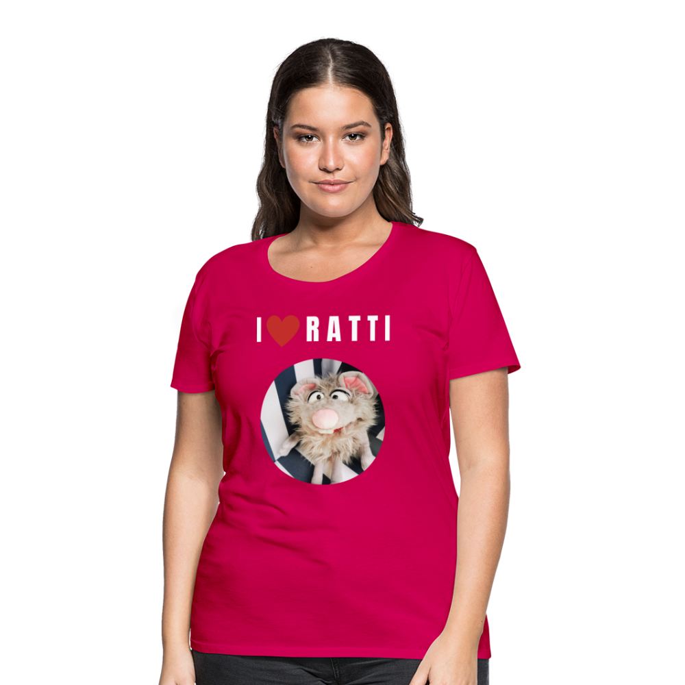 Frauen Premium T-Shirt - I love Ratti - dunkles Pink