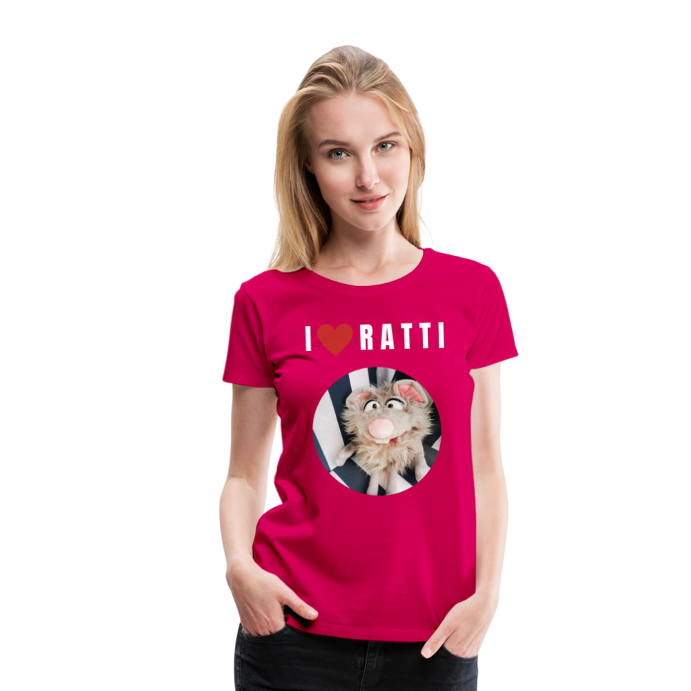 Frauen Premium T-Shirt - I love Ratti - dunkles Pink