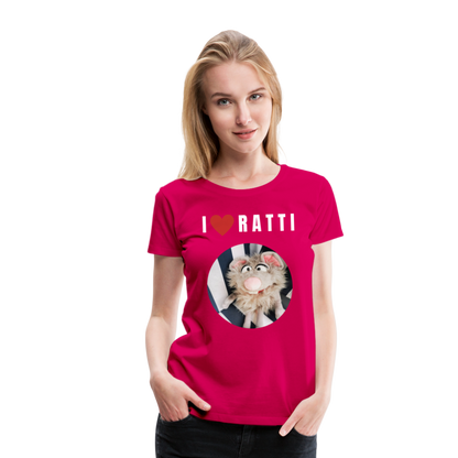 Frauen Premium T-Shirt - I love Ratti - dunkles Pink